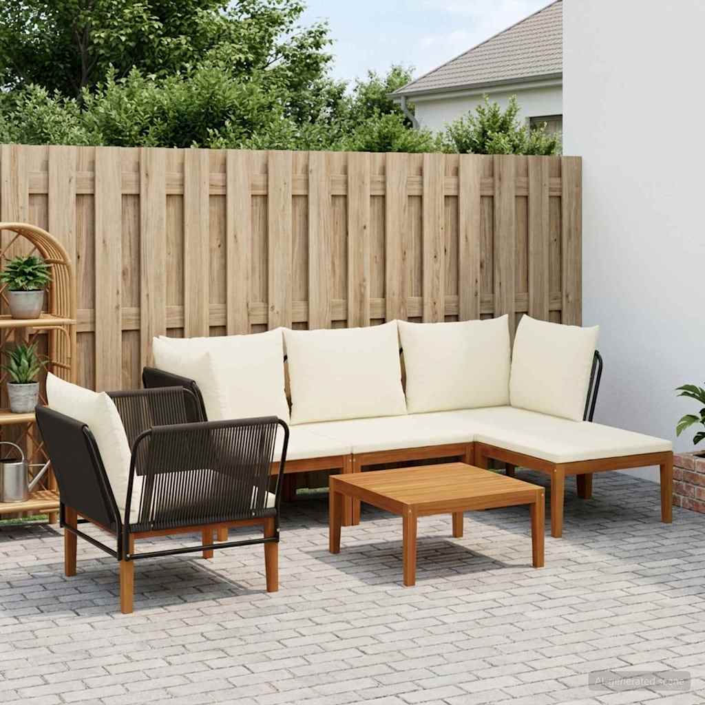 vidaXL 6 pcs Solidne drewno akacjowe i lina naturalny