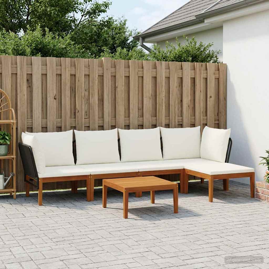 vidaXL 6 pcs Solidne drewno akacjowe i lina naturalny