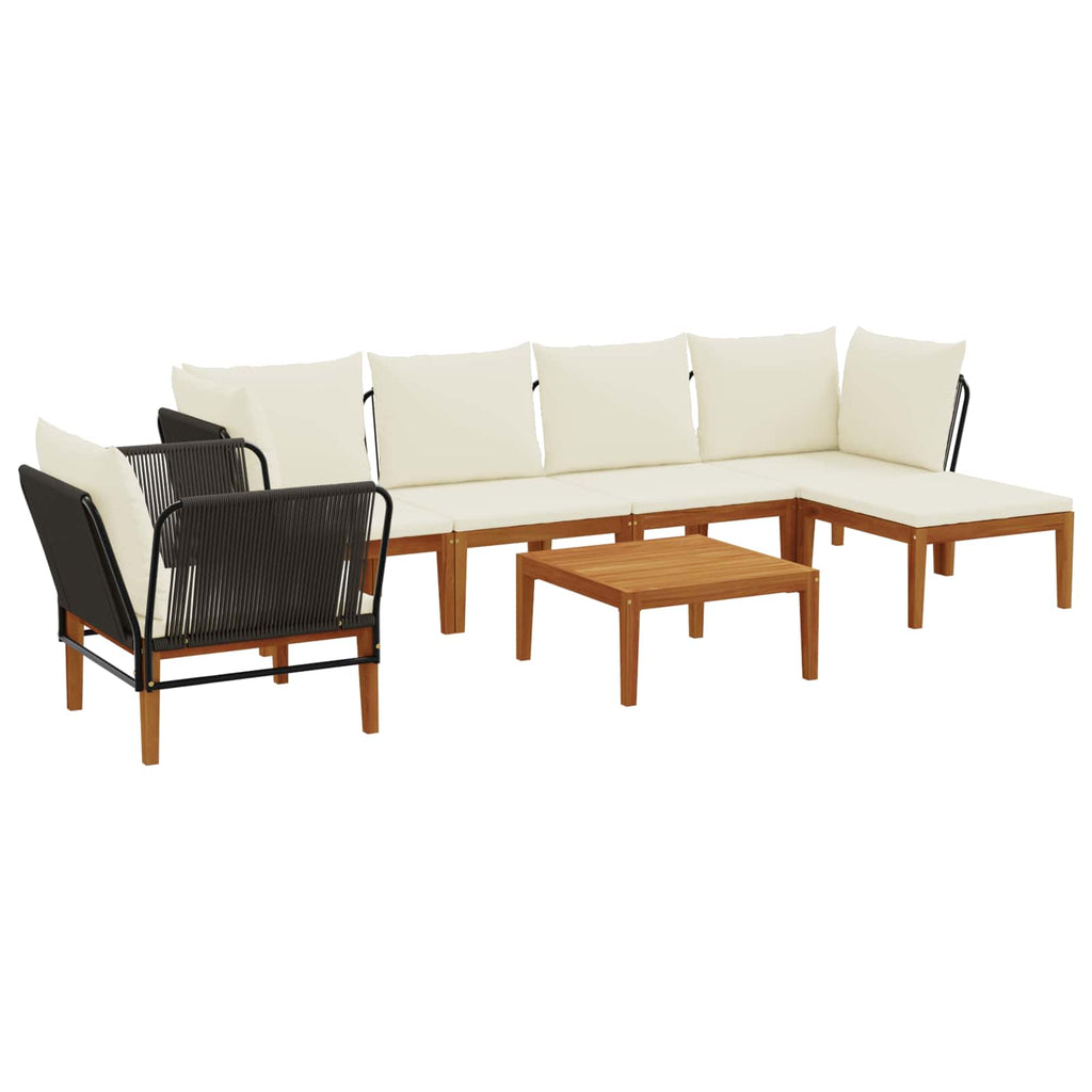 vidaXL 7 pcs Solidne drewno akacjowe i lina naturalny