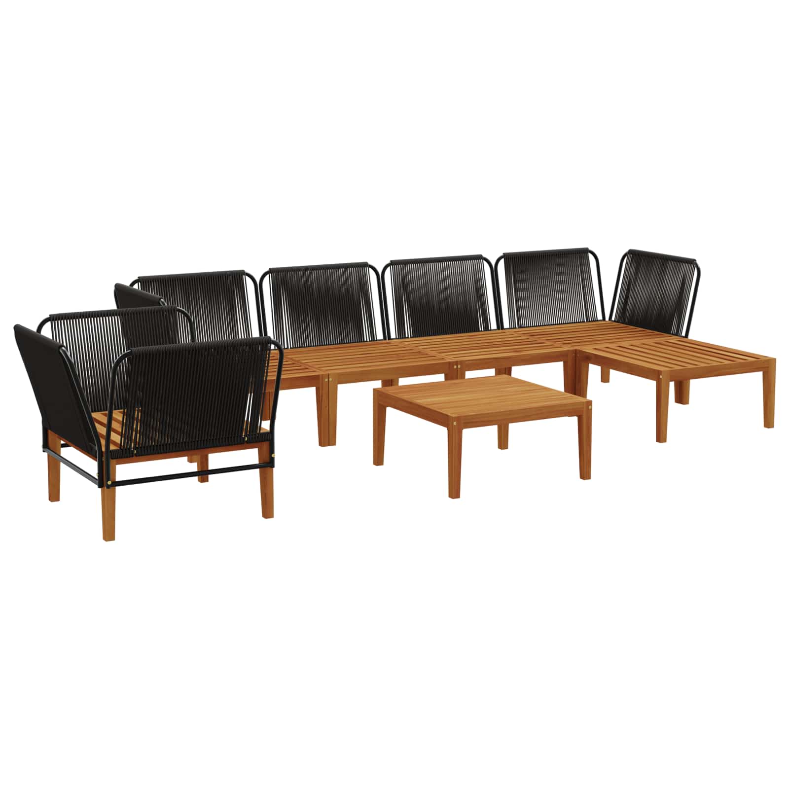vidaXL 7 pcs Solidne drewno akacjowe i lina naturalny