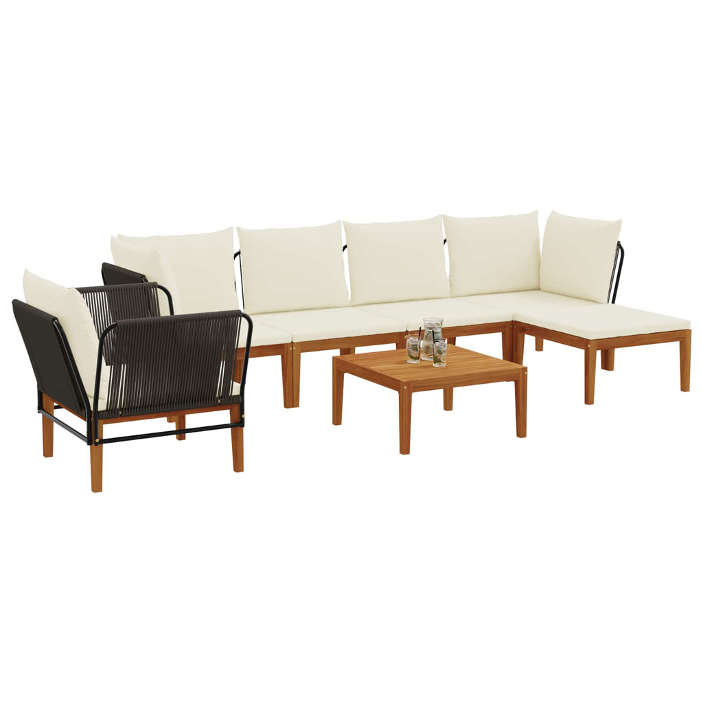 vidaXL 7 pcs Solidne drewno akacjowe i lina naturalny