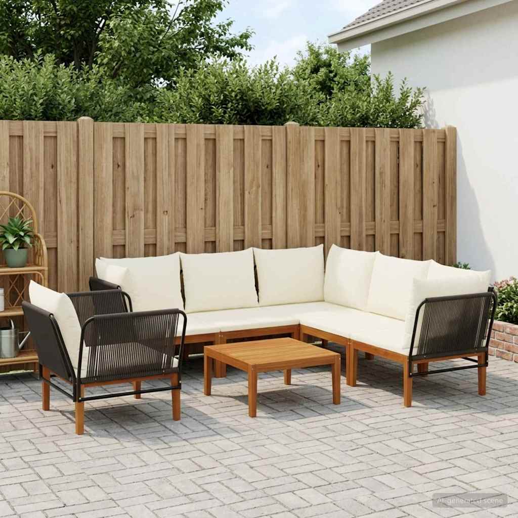 vidaXL 7 pcs Solidne drewno akacjowe i lina naturalny