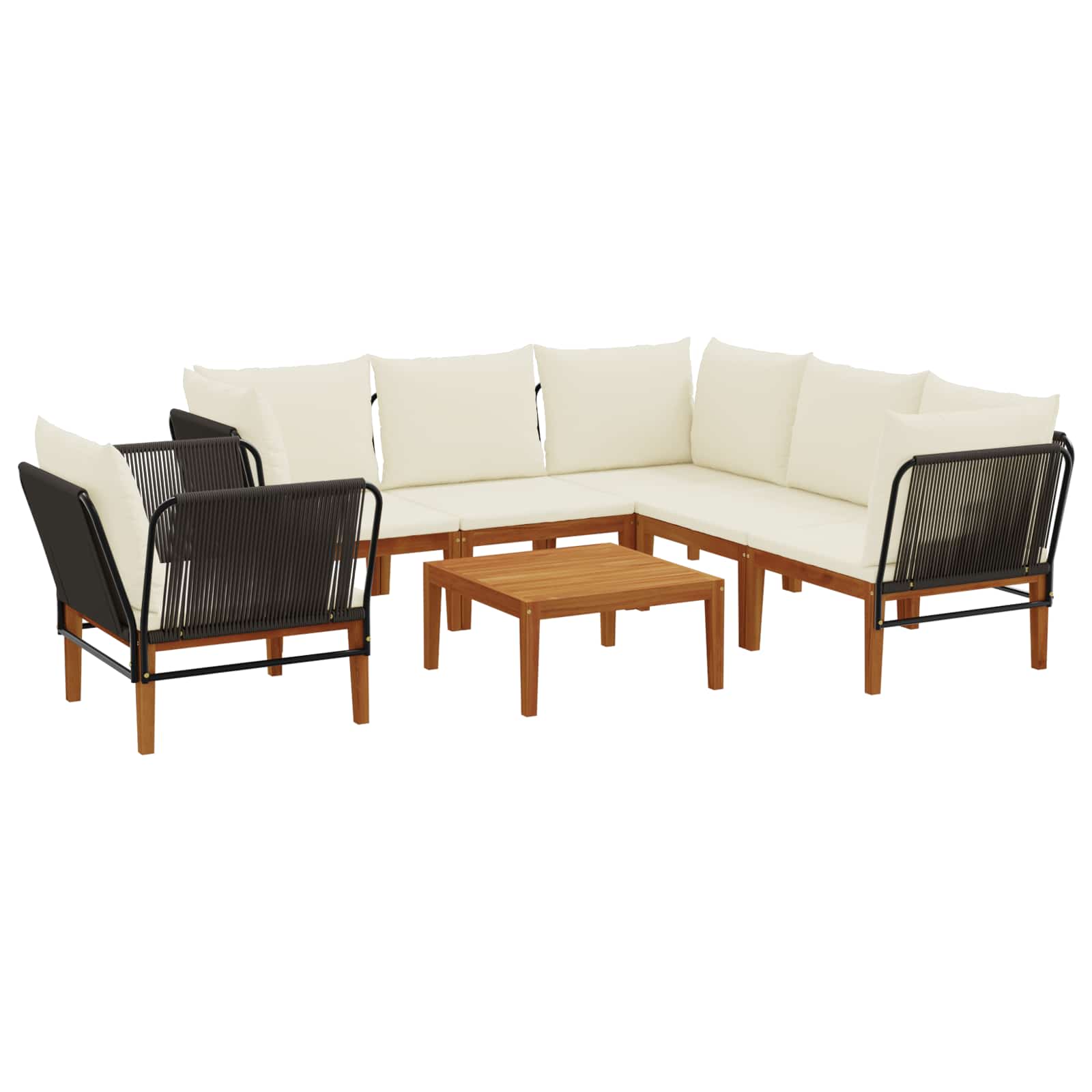 vidaXL 7 pcs Solidne drewno akacjowe i lina naturalny