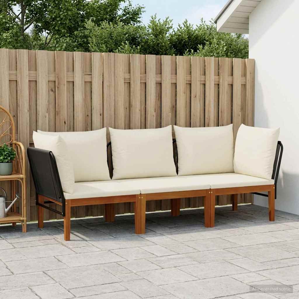 vidaXL 3 pcs Solidne drewno akacjowe i lina naturalny