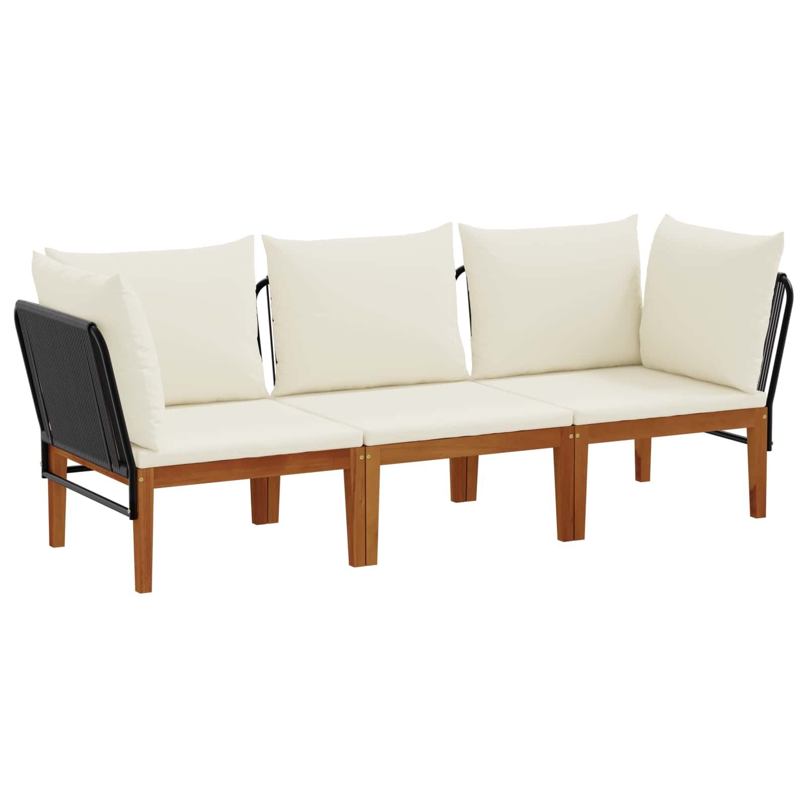 vidaXL 3 pcs Solidne drewno akacjowe i lina naturalny