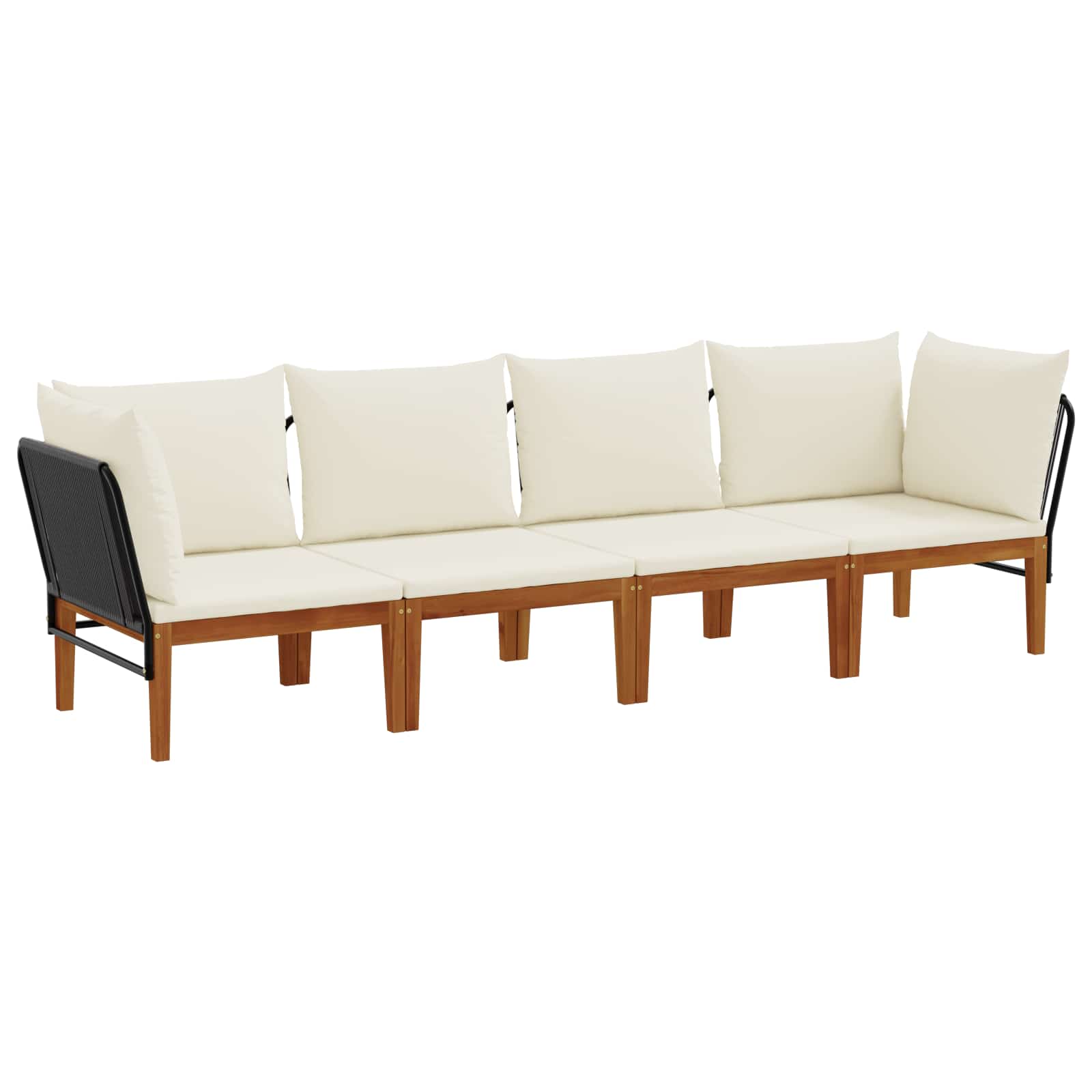 vidaXL 4 pcs Solidne drewno akacjowe i lina naturalny