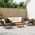 vidaXL 5 pcs Solidne drewno akacjowe i lina naturalny