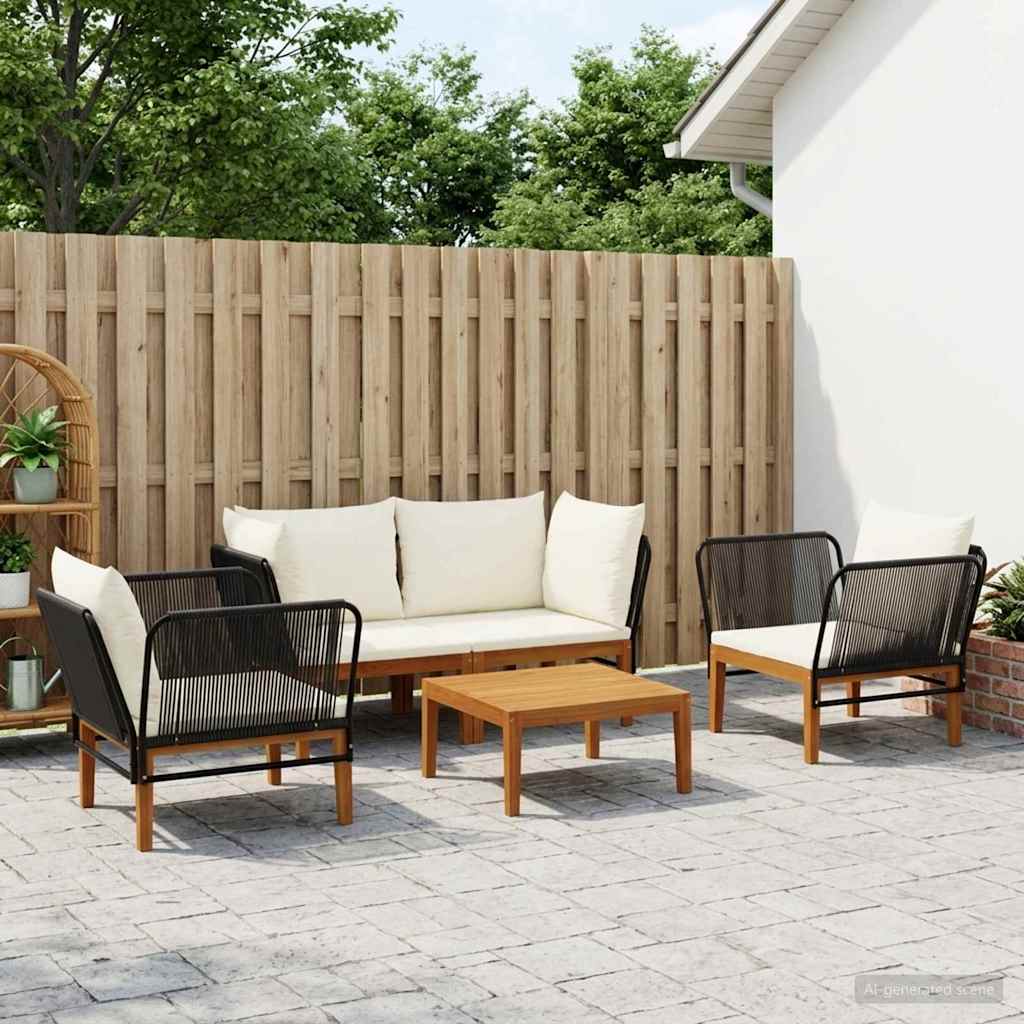 vidaXL 5 pcs Solidne drewno akacjowe i lina naturalny