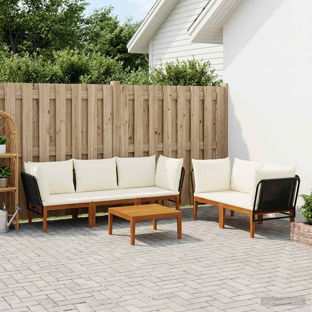 vidaXL 6 pcs Solidne drewno akacjowe i lina naturalny