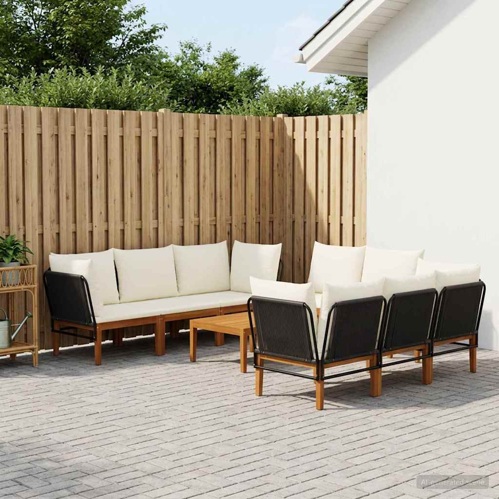 vidaXL 9 pcs Solidne drewno akacjowe i lina naturalny