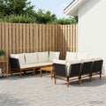 vidaXL 9 pcs Solidne drewno akacjowe i lina naturalny