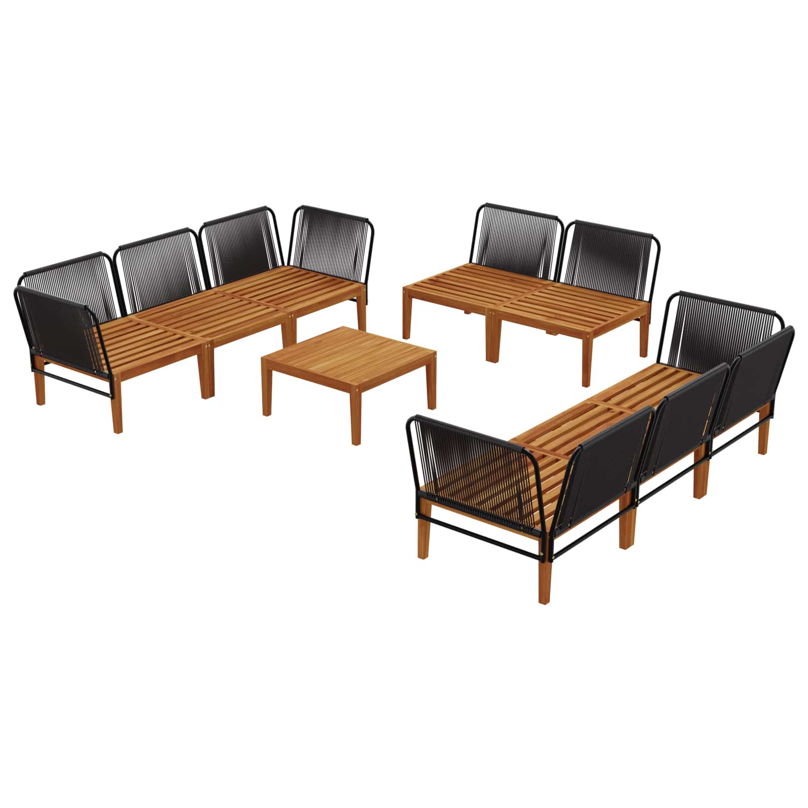 vidaXL 9 pcs Solidne drewno akacjowe i lina naturalny