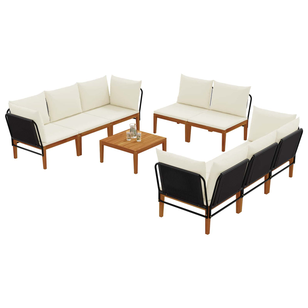 vidaXL 9 pcs Solidne drewno akacjowe i lina naturalny