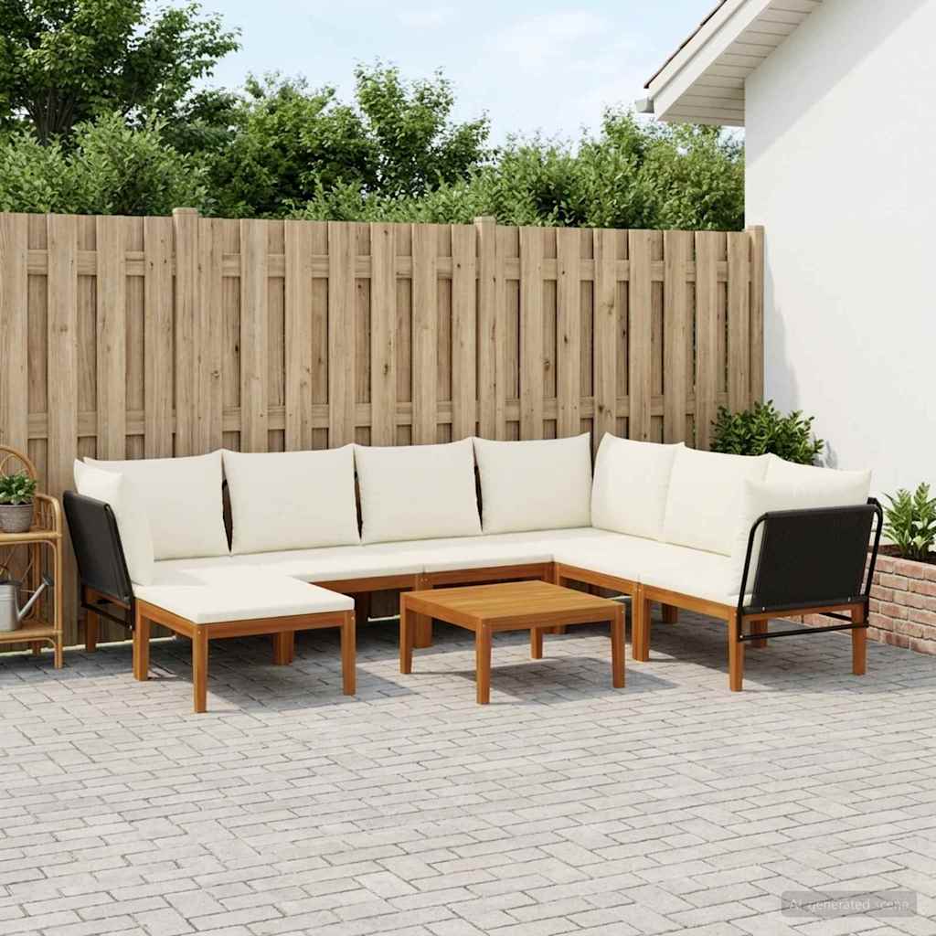 vidaXL 8 pcs Solidne drewno akacjowe i lina naturalny
