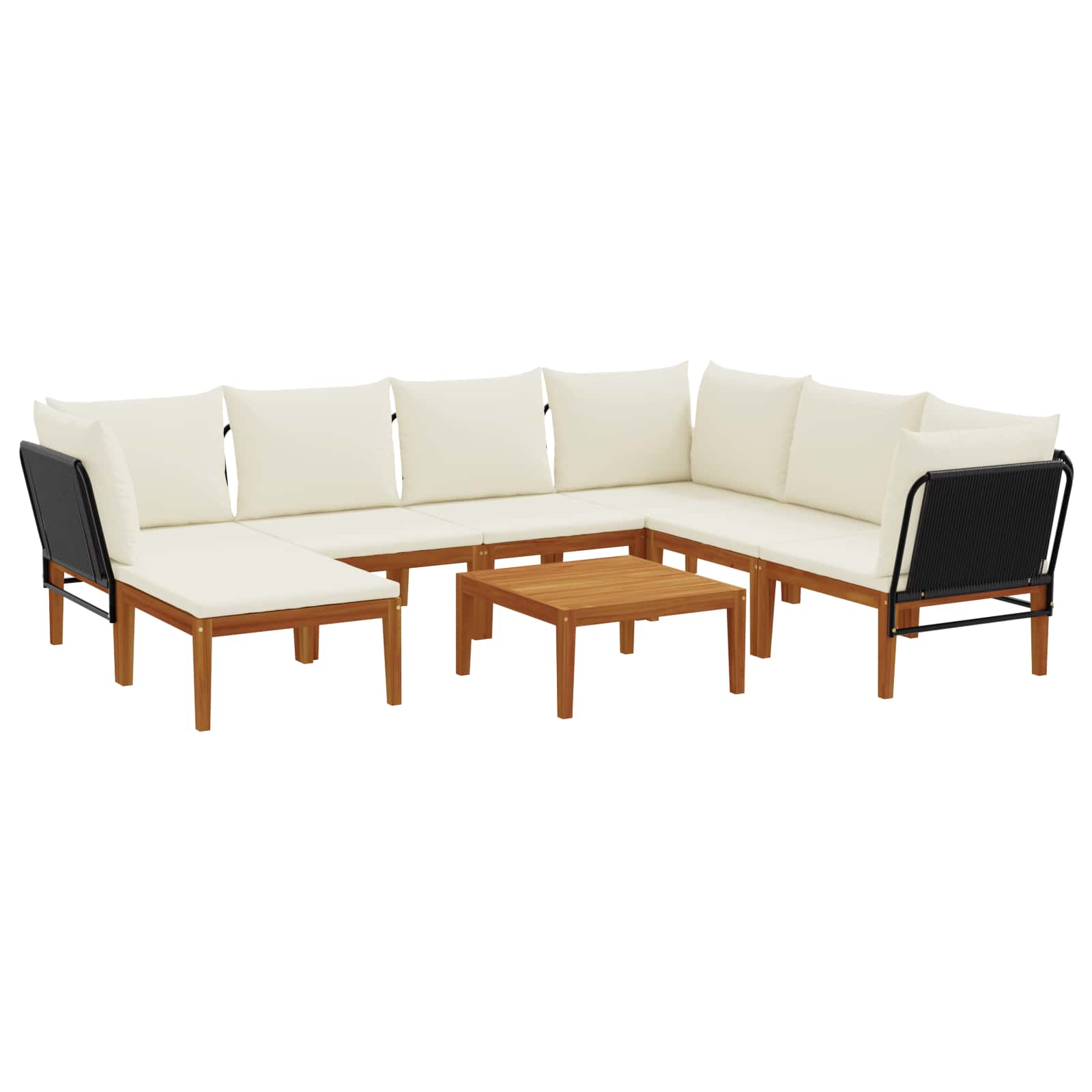 vidaXL 8 pcs Solidne drewno akacjowe i lina naturalny