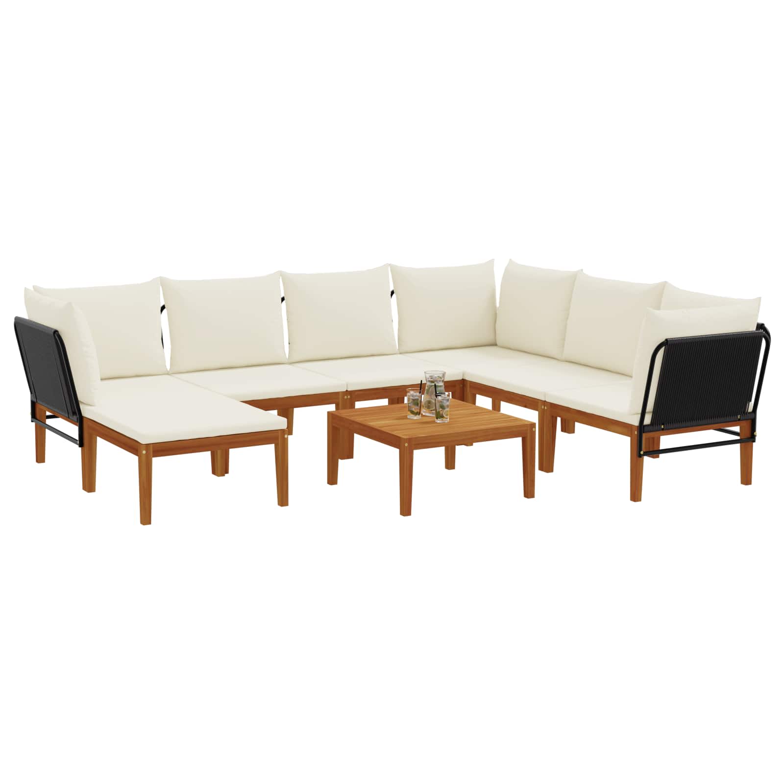 vidaXL 8 pcs Solidne drewno akacjowe i lina naturalny