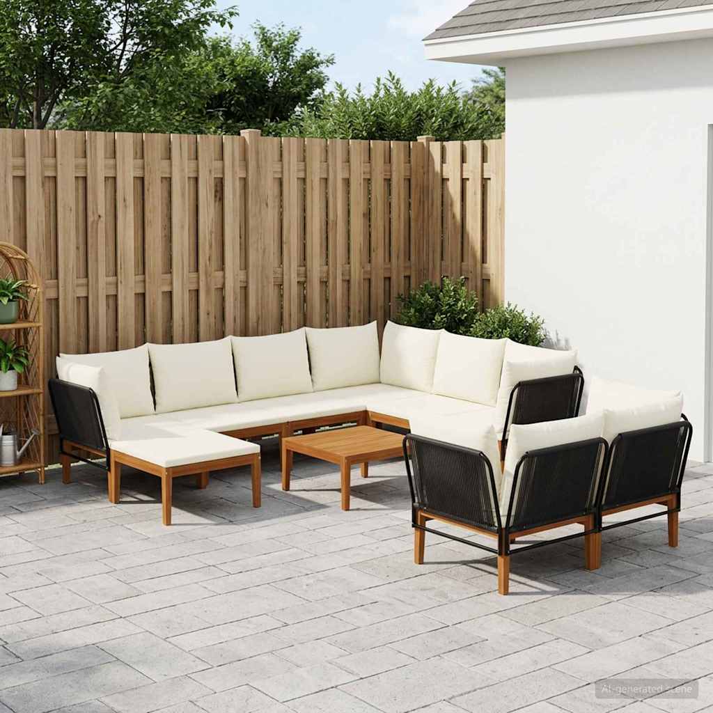 vidaXL 10 pcs Solidne drewno akacjowe i lina naturalny