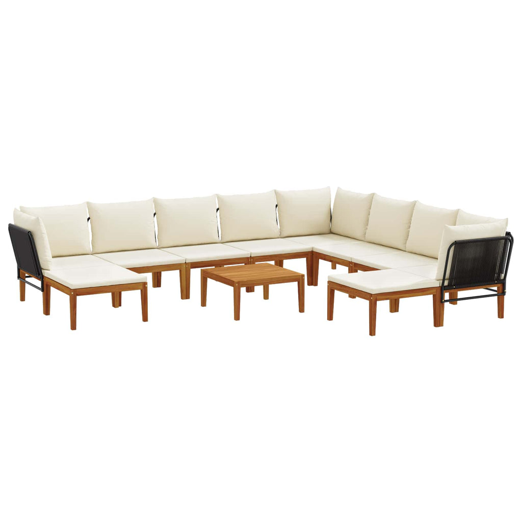 vidaXL 11 pcs Solidne drewno akacjowe i lina naturalny