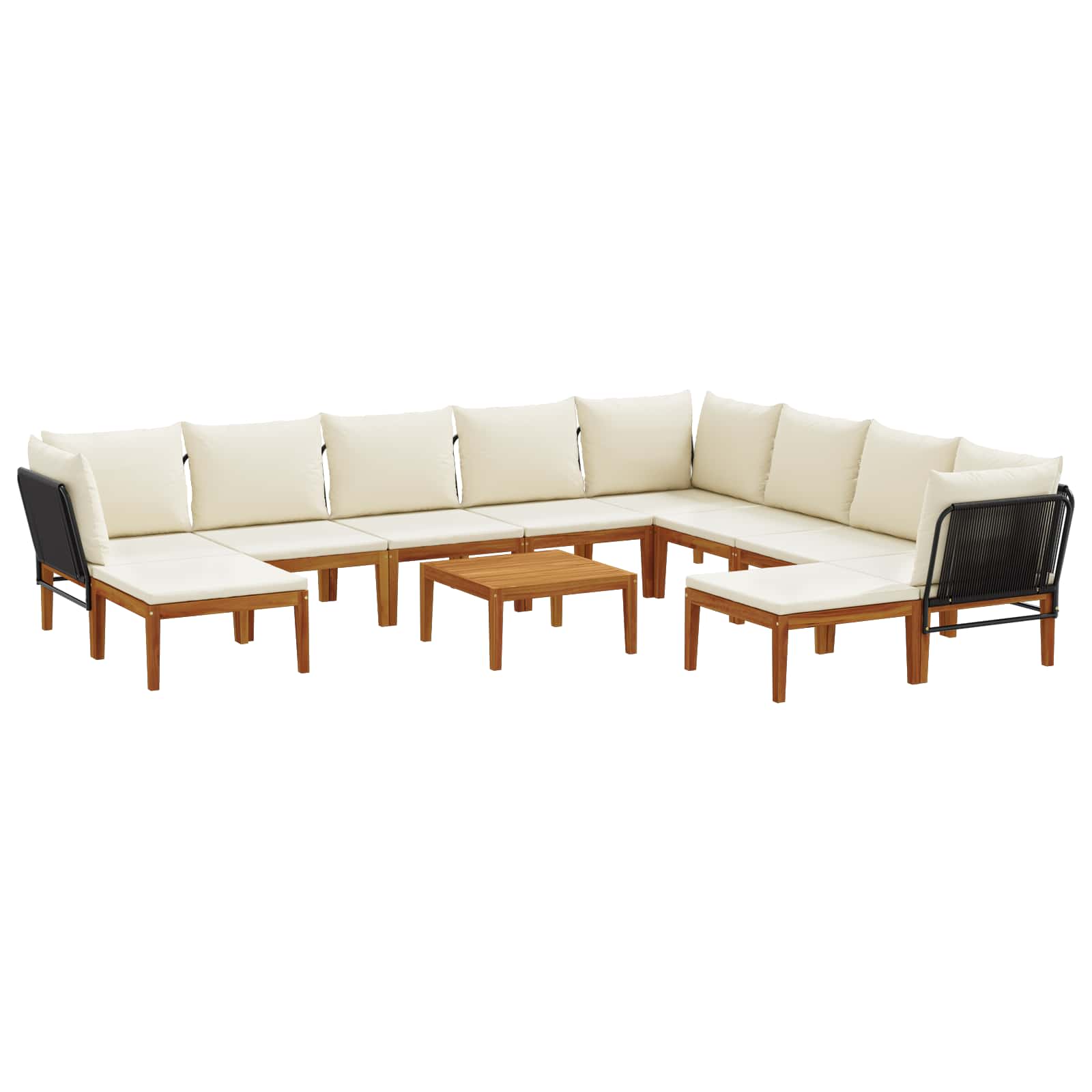 vidaXL 11 pcs Solidne drewno akacjowe i lina naturalny