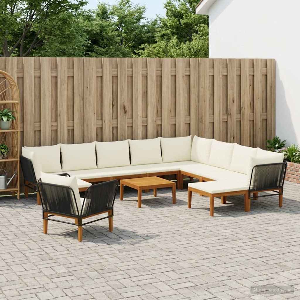 vidaXL 12 pcs Solidne drewno akacjowe i lina naturalny