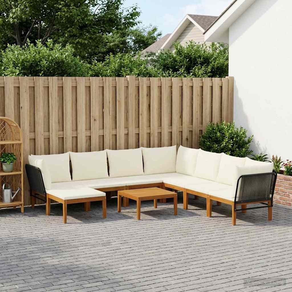 vidaXL 9 pcs Solidne drewno akacjowe i lina naturalny