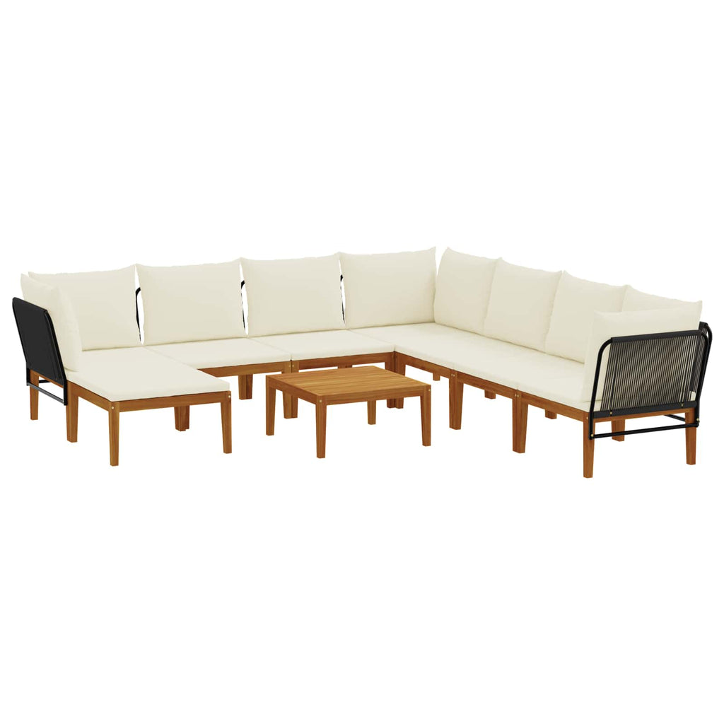 vidaXL 9 pcs Solidne drewno akacjowe i lina naturalny