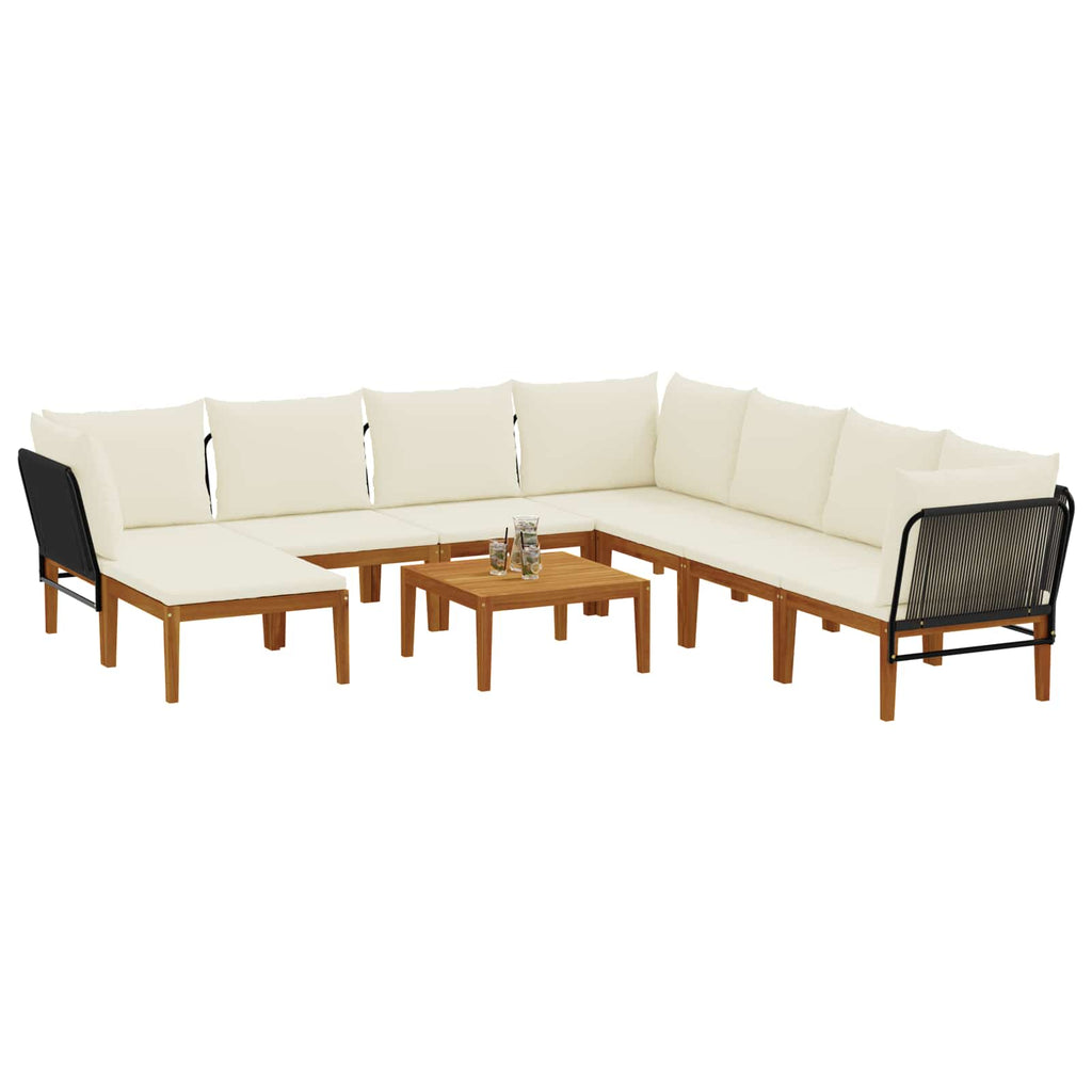 vidaXL 9 pcs Solidne drewno akacjowe i lina naturalny