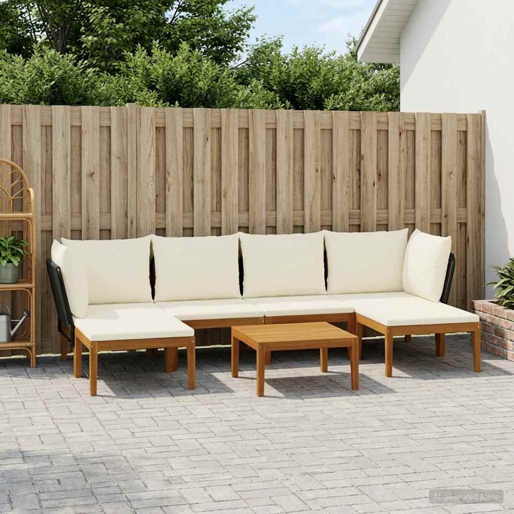 vidaXL 7 pcs Solidne drewno akacjowe i lina naturalny