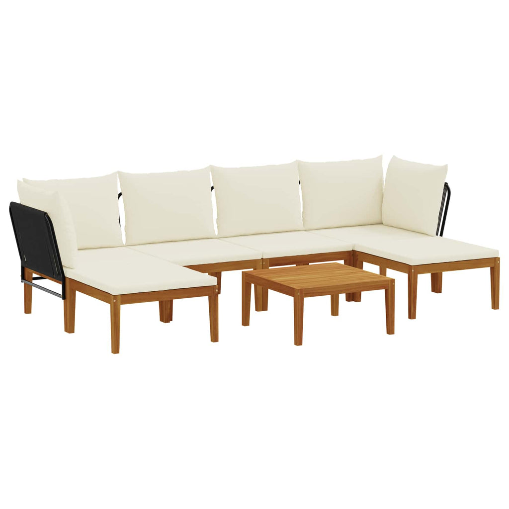 vidaXL 7 pcs Solidne drewno akacjowe i lina naturalny