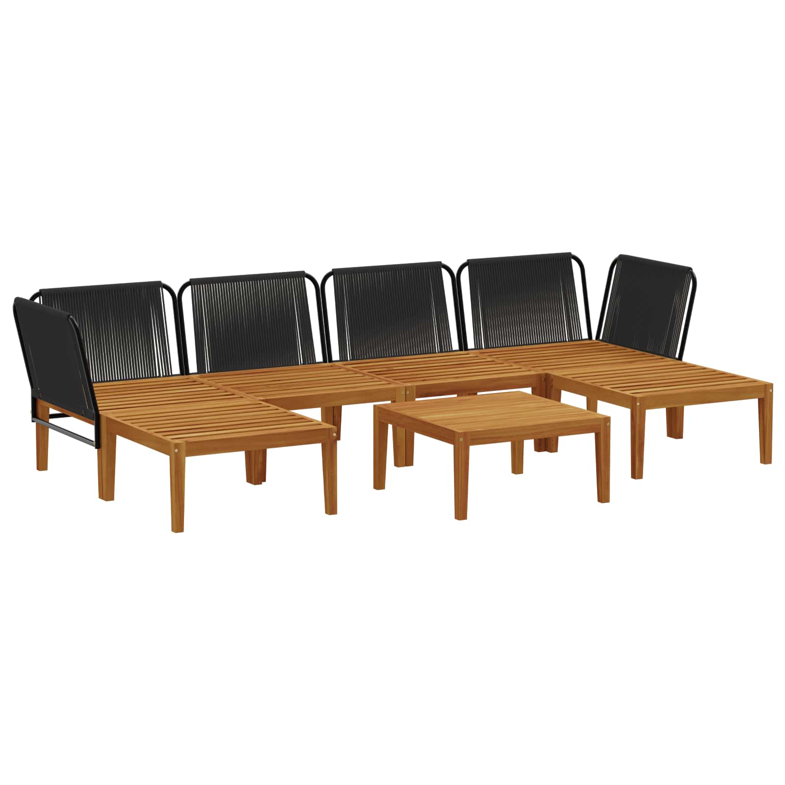 vidaXL 7 pcs Solidne drewno akacjowe i lina naturalny