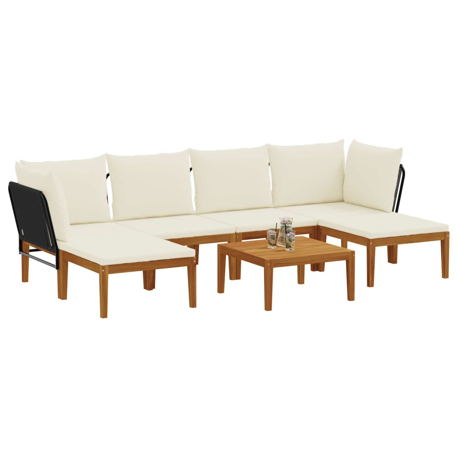 vidaXL 7 pcs Solidne drewno akacjowe i lina naturalny