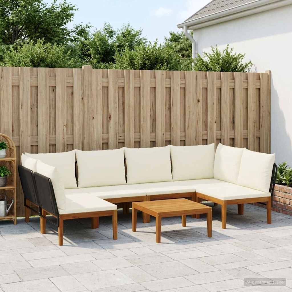 vidaXL 7 pcs Solidne drewno akacjowe i lina naturalny