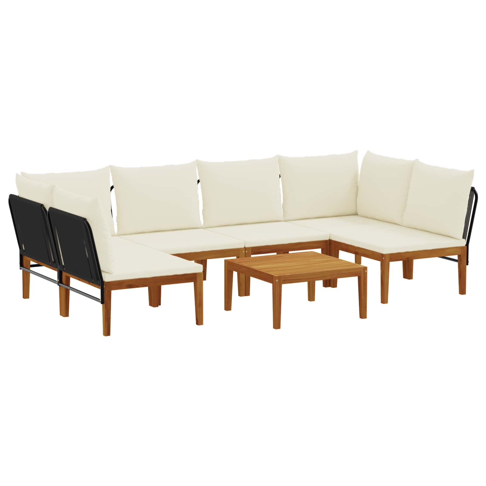 vidaXL 7 pcs Solidne drewno akacjowe i lina naturalny