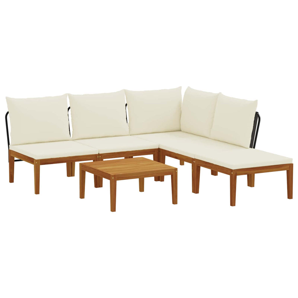 vidaXL 6 pcs Solidne drewno akacjowe i lina naturalny