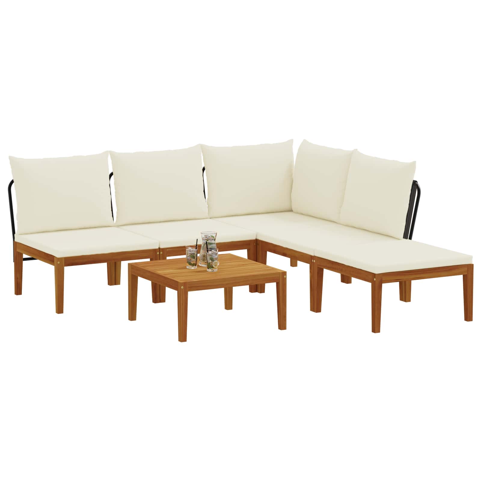 vidaXL 6 pcs Solidne drewno akacjowe i lina naturalny