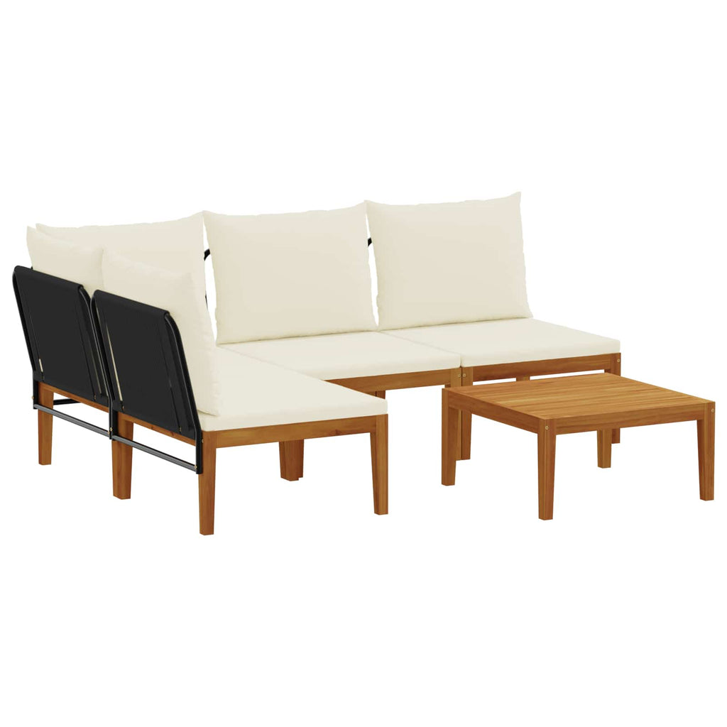vidaXL 5 pcs Solidne drewno akacjowe i lina naturalny