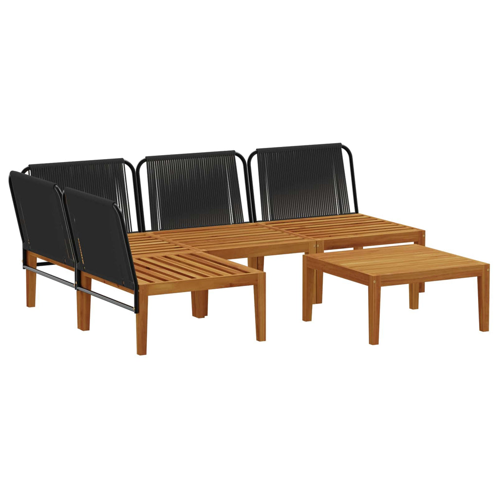 vidaXL 5 pcs Solidne drewno akacjowe i lina naturalny