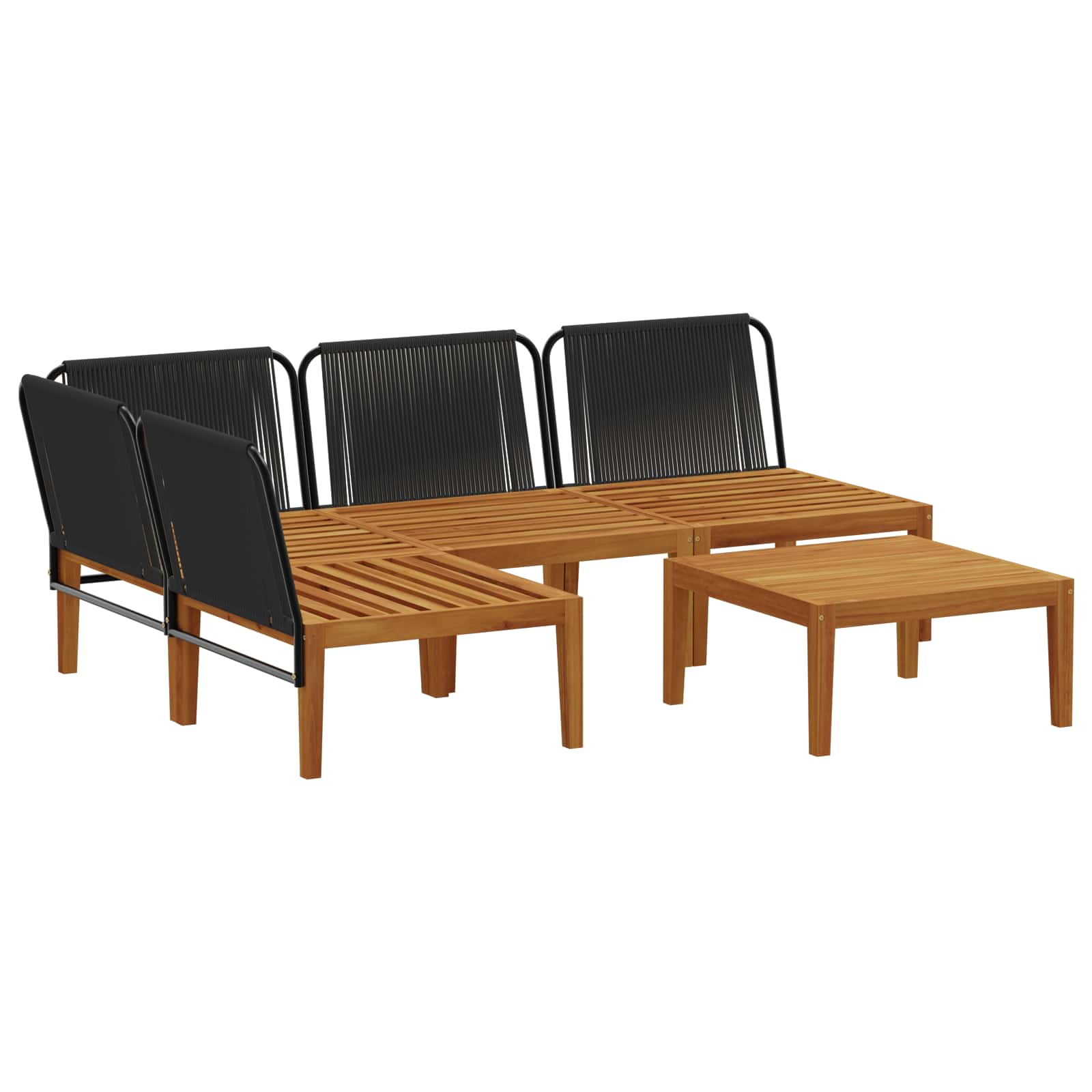 vidaXL 5 pcs Solidne drewno akacjowe i lina naturalny