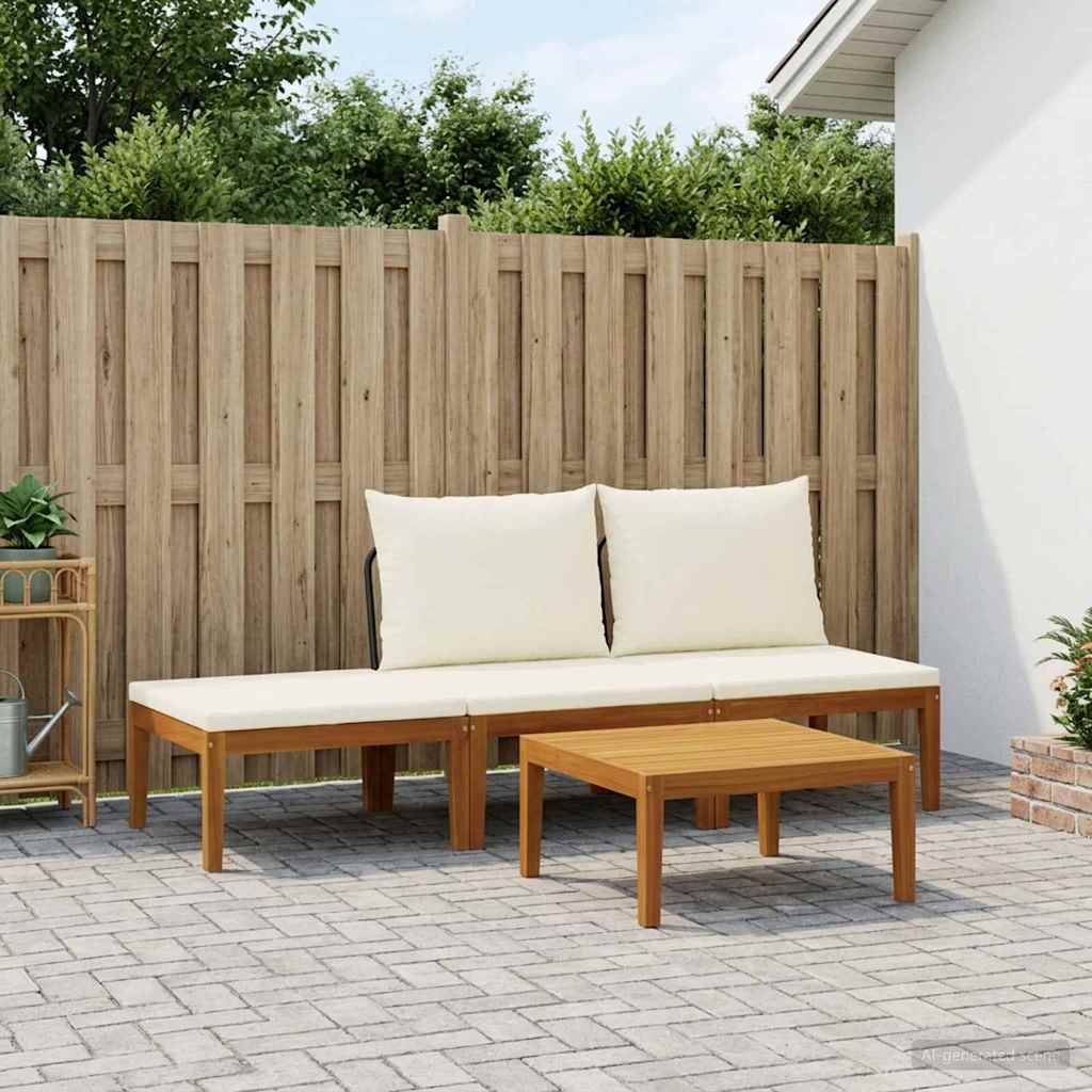 vidaXL 4 pcs Solidne drewno akacjowe i lina naturalny