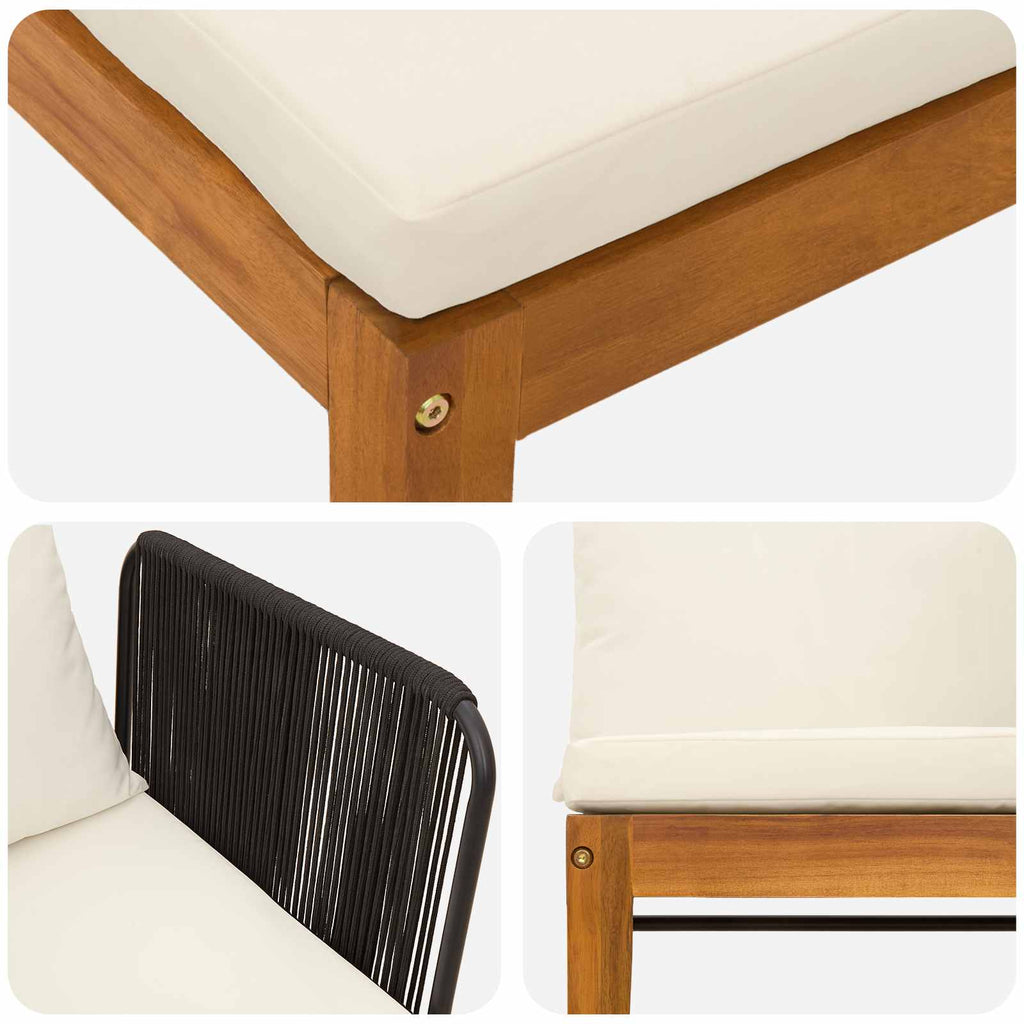 vidaXL 3 pcs Solidne drewno akacjowe i lina naturalny