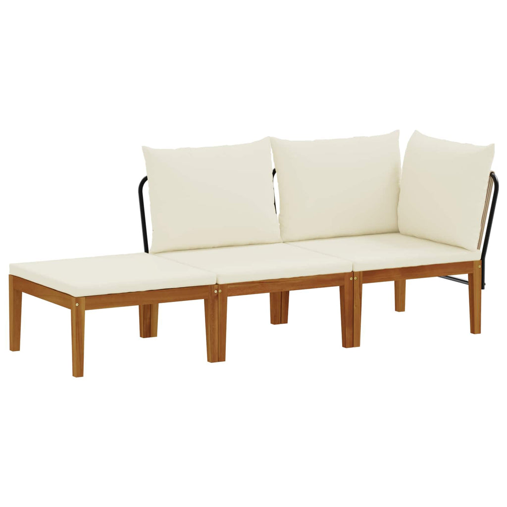 vidaXL 3 pcs Solidne drewno akacjowe i lina naturalny