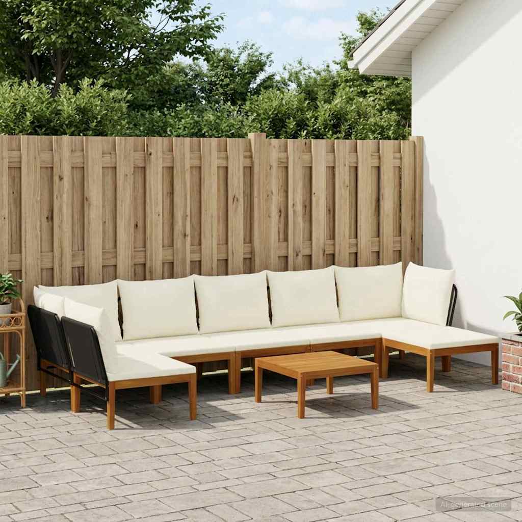 vidaXL 8 pcs Solidne drewno akacjowe i lina naturalny