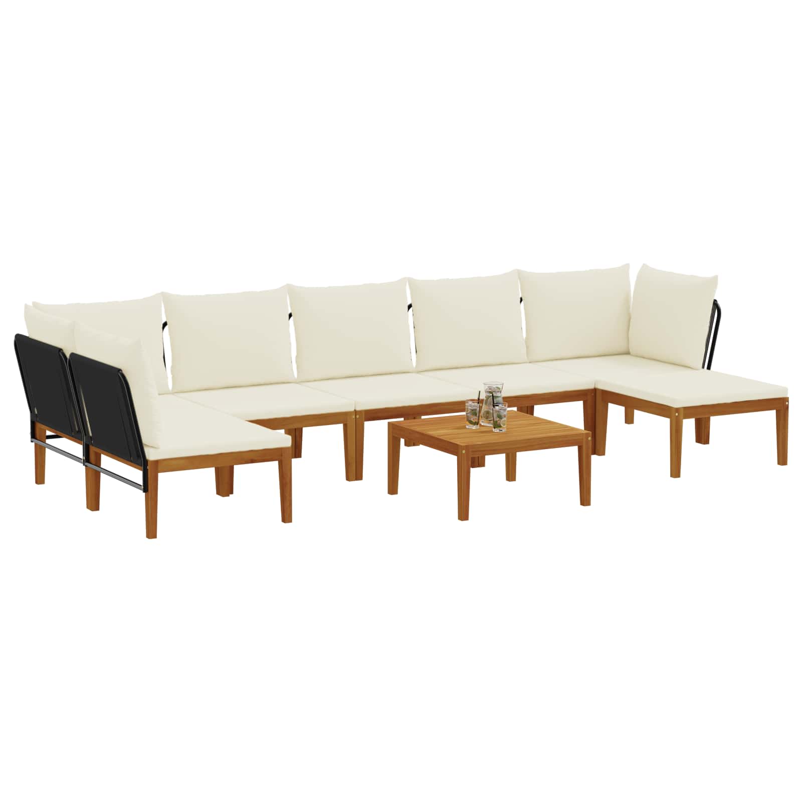 vidaXL 8 pcs Solidne drewno akacjowe i lina naturalny