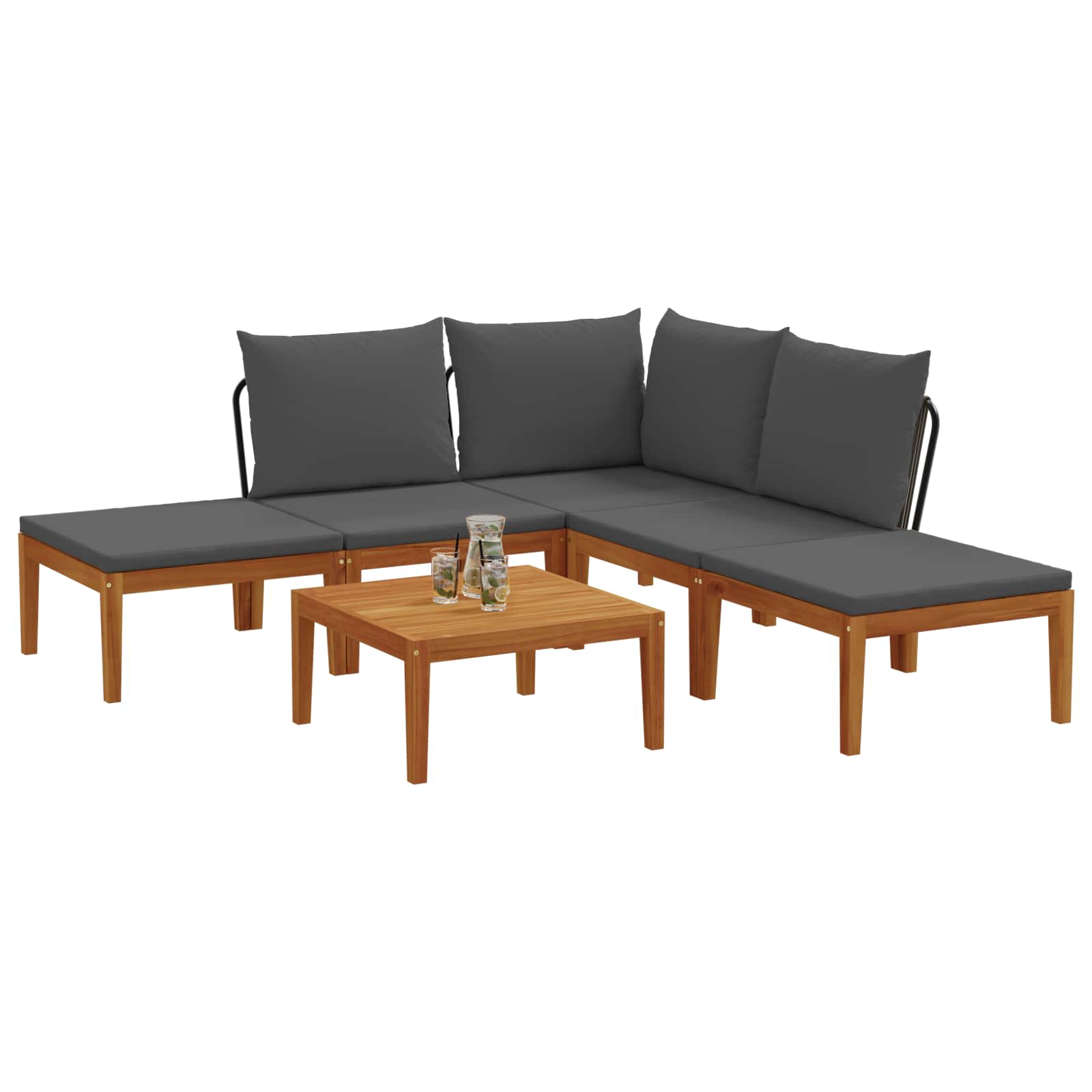vidaXL 6 pcs Solidne drewno akacjowe i lina naturalny