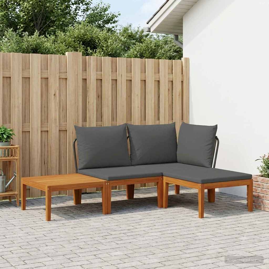 vidaXL 4 pcs Solidne drewno akacjowe i lina naturalny