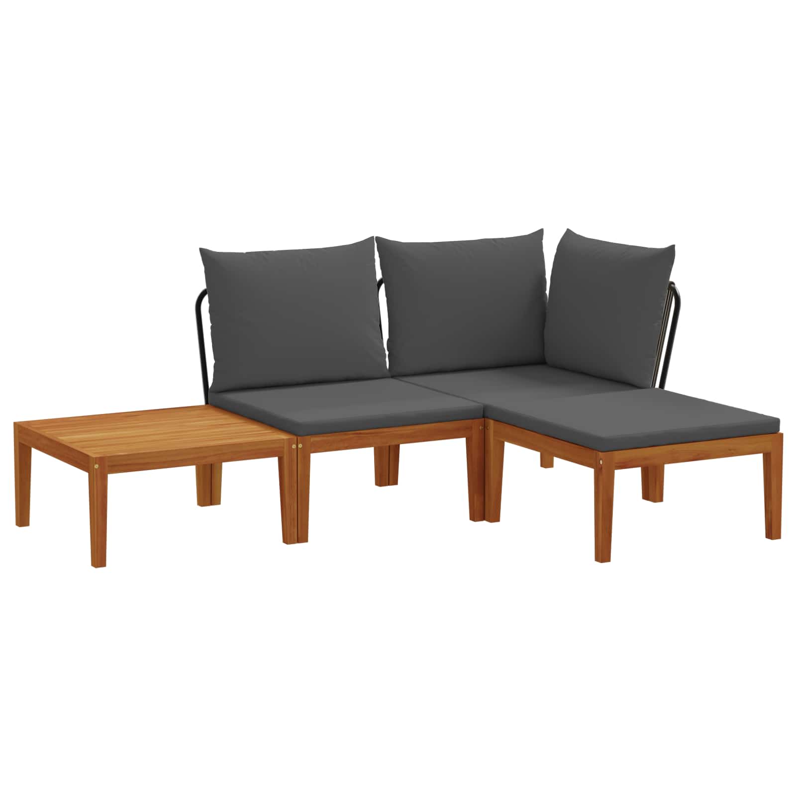 vidaXL 4 pcs Solidne drewno akacjowe i lina naturalny
