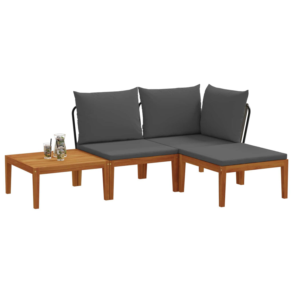 vidaXL 4 pcs Solidne drewno akacjowe i lina naturalny
