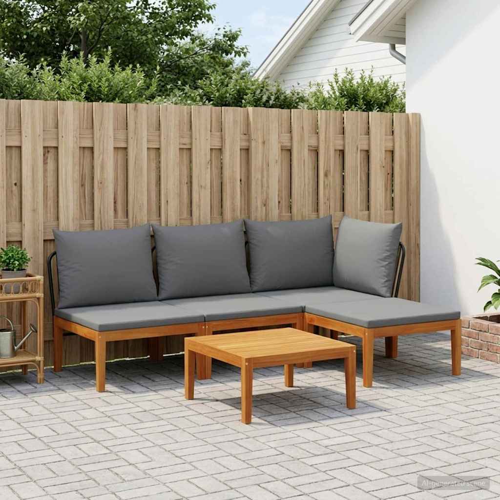 vidaXL 5 pcs Zestaw mebli ogrodowych z poduszkami naturalny