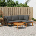 vidaXL 5 pcs Solidne drewno akacjowe i lina naturalny