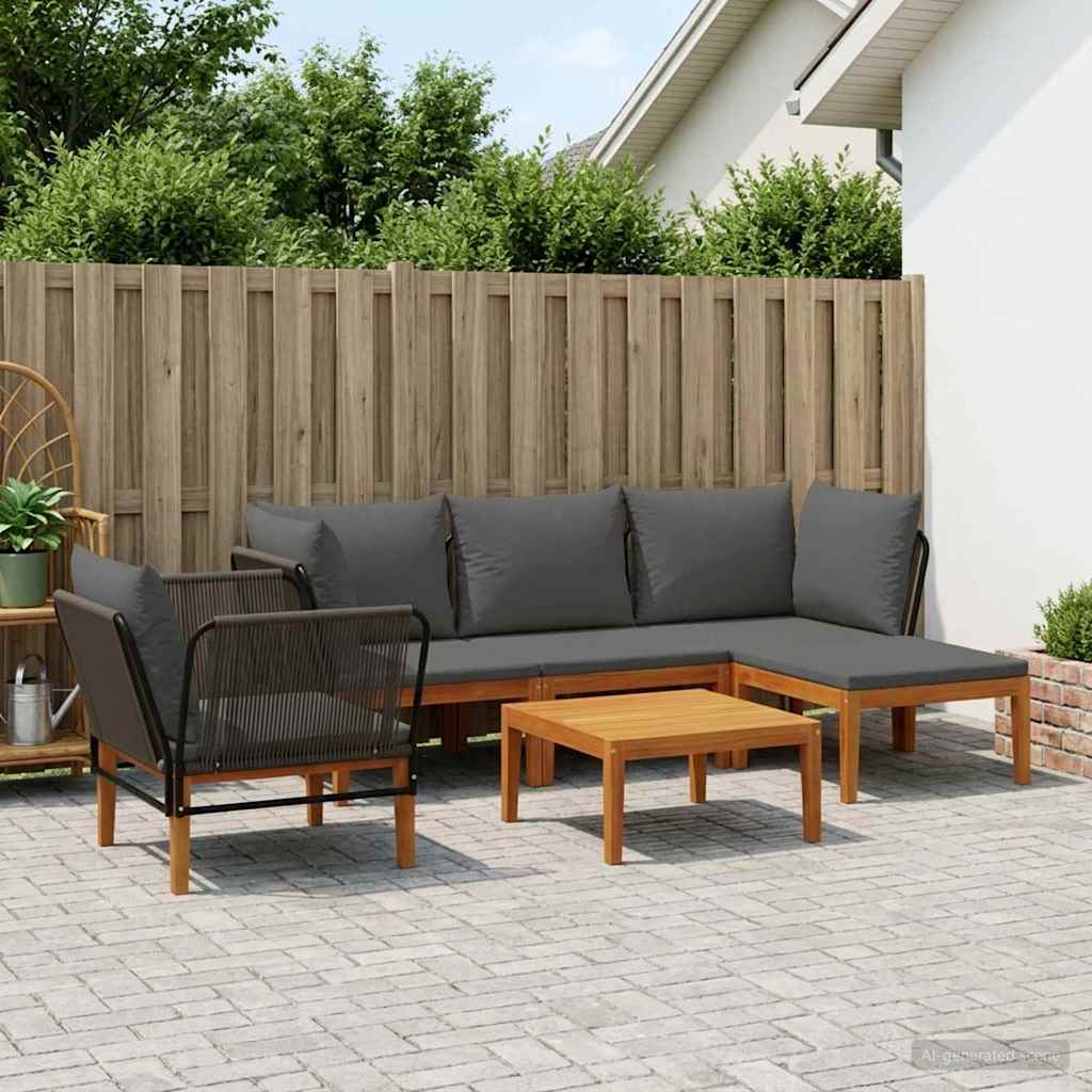 vidaXL 6 pcs Solidne drewno akacjowe i lina naturalny